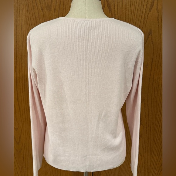 VINTAGE Crystal Kobe Pink Floral Embroidered Cardigan Sweater Buttons Women’s L - Picture 5 of 13